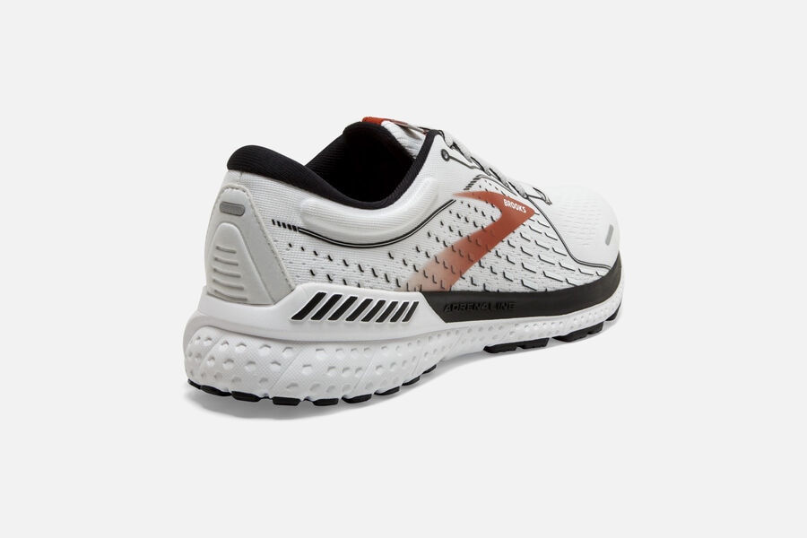 Brooks Running Shoes Mens White/Black/Orange - Adrenaline GTS 21 Road - 9543-JIHCB